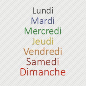 Список дней недели по-французски (названия по порядку)