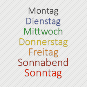 Список дней недели по-немецки (названия по порядку)