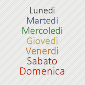 Список дней недели на итальянском
