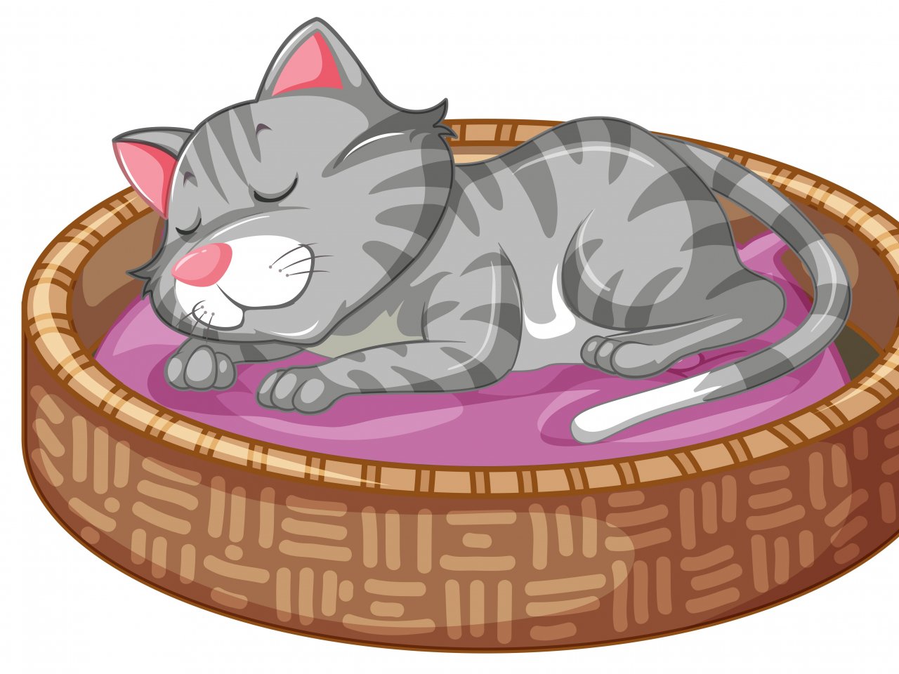 Иллюстрация кошки корзине