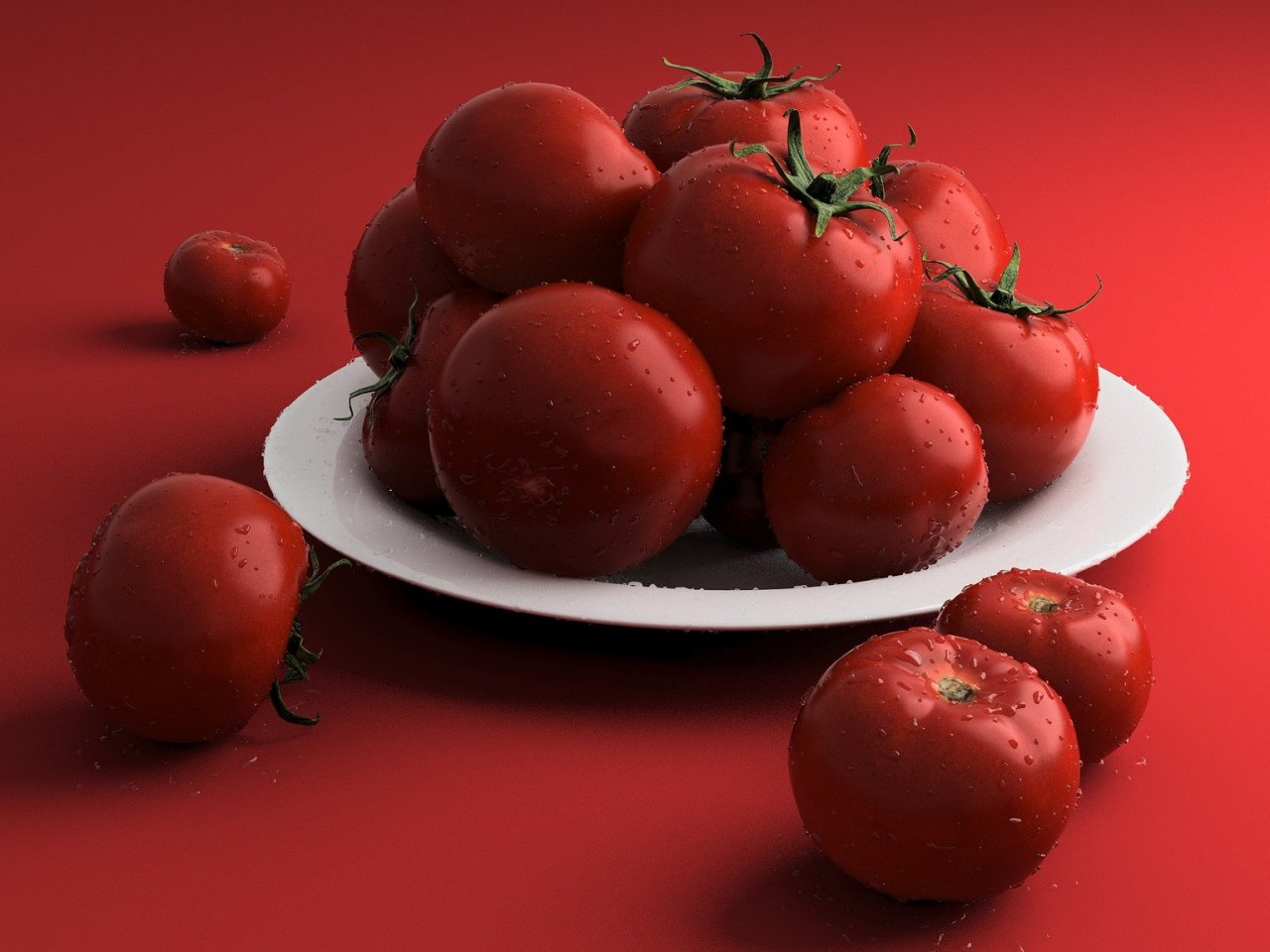 Пазл онлайн: Красные помидоры на красном