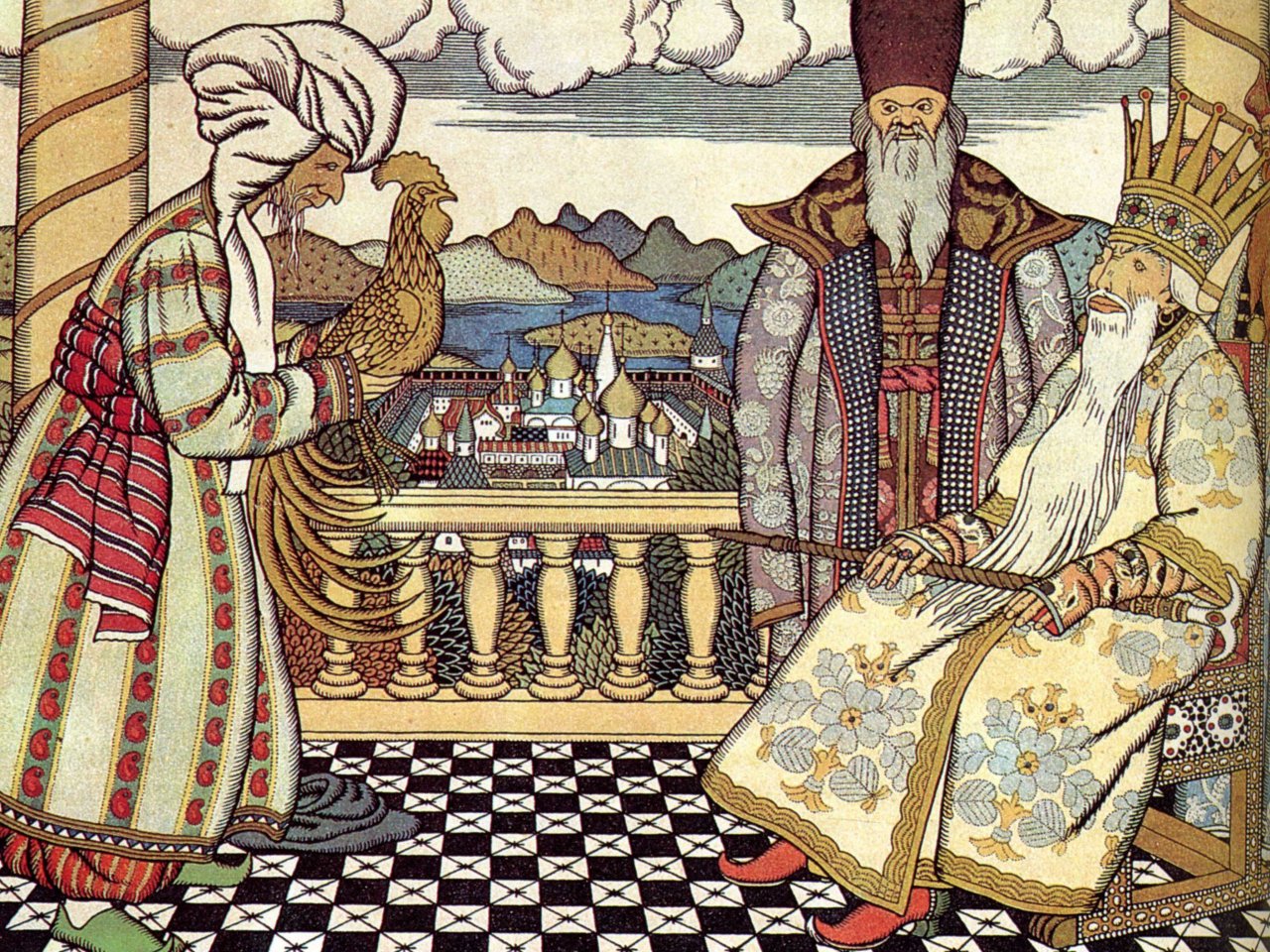 Пазл: Иллюстрация Билибина «Царь Дадон и звездочет» по сказке Пушкина