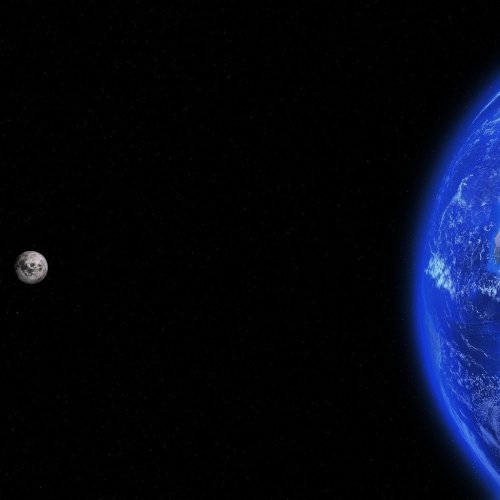 Пазл «Земля со своим спутником Луной»