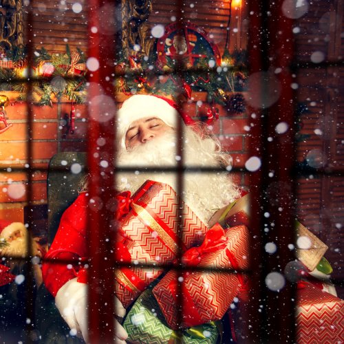 Пазл онлайн: Дед Мороз за окном